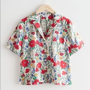 & Other Stories | Relaxed Floral Print Shirt | US 4 | Slightly Worn/Washed